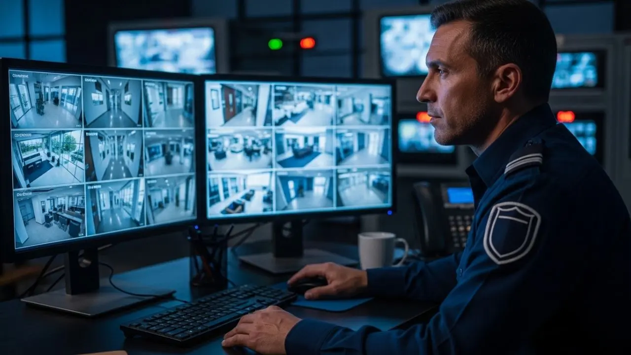 Software de monitoreo CCTV con múltiples cámaras en empresa