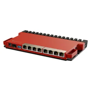 MikroTik L009UiGS-RM - router con 8 puertos Gigabit, 1 puerto SFP y PoE, chasis rojo apilable