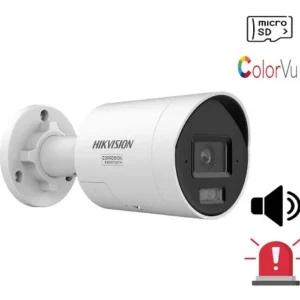 Hikvision DS-2CD2047G3-LI2UY/SRB - cámara bullet ColorVu 4MP con estrobo de alarma roja y azul, vista frontal