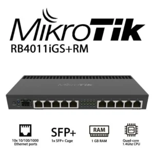 MikroTik RB4011iGS+RM - router de 10 puertos Gigabit con puerto SFP+ 10G, montaje en rack 1U